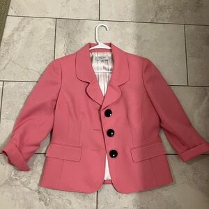 Kasper Women's Pink Blazer with Black Buttons